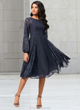 Riya A-line Scoop Knee-Length Chiffon Lace Cocktail Dress STAP0022347