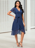 Madalynn A-line V-Neck Asymmetrical Chiffon Cocktail Dress With Ruffle STAP0022398