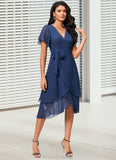 Madalynn A-line V-Neck Asymmetrical Chiffon Cocktail Dress With Ruffle STAP0022398