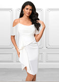 Valerie Sheath/Column Off the Shoulder Asymmetrical Chiffon Cocktail Dress With Cascading Ruffles STAP0022460