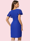 Greta Sheath/Column V-Neck Knee-Length Chiffon Cocktail Dress With Cascading Ruffles STAP0022487