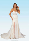 Nyasia Mermaid Sequins Tulle Cathedral Train Dress Diamond White/Champagne STAP0022777