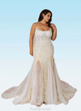 Nyasia Mermaid Sequins Tulle Cathedral Train Dress Diamond White/Champagne STAP0022777