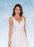 Nell A-Line Pleated Chiffon Chapel Train Dress Diamond White STAP0022786