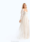 Kiley A-Line Lace Tulle Cathedral Train Dress Diamond White/Champagne STAP0022789