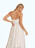 Kiley A-Line Lace Tulle Cathedral Train Dress Diamond White/Champagne STAP0022789