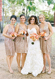 Sleeveless V Neck Knee-Length A-line/Princess Sequined Bridesmaid Dresses Tatum STAP0025527