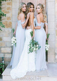 Off-The-Shoulder A-Line/Princess Long/Floor-Length Chiffon Bridesmaid Dresses With Pleated Adelaide STAP0025534