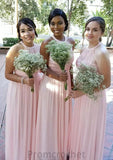 Sleeveless Scoop Neck Long/Floor-Length A-line/Princess Chiffon Bridesmaid Dresseses With Pleated Karlie STAP0025540