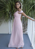 Sleeveless Sweetheart Long/Floor-Length A-line/Princess Chiffon Bridesmaid Dresses With Pleated Ashlynn STAP0025557