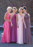 Sleeveless V Neck Long/Floor-Length A-line/Princess Chiffon Bridesmaid Dresses With Pleated Jaliyah STAP0025560