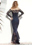 Off-the-Shoulder Full/Long Sleeve Asymmetrical Trumpet/Mermaid Lace Bridesmaid Dresseses Magdalena STAP0025566