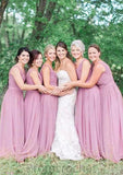 Sleeveless V Neck Long/Floor-Length Chiffon A-line/Princess Bridesmaid Dresseses With Pleated Ashanti STAP0025584