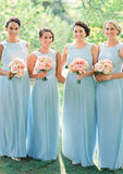 Sleeveless Scoop Neck Long/Floor-Length Chiffon A-line/Princess Bridesmaid Dresseses With Lace Mariana STAP0025596