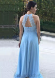 Sleeveless Scoop Neck Long/Floor-Length Chiffon A-line/Princess Bridesmaid Dresses With Pleated Reagan STAP0025598