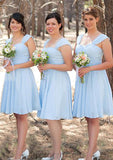 Sleeveless Scalloped Neck Knee-Length A-line/Princess Chiffon Bridesmaid Dresseses With Pleated Renee STAP0025606