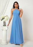 A-line Empire Halter Sleeveless Chiffon Long/Floor-Length Bridesmaid Dresses With Ruffles Nayeli STAP0025611