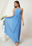 A-line Empire Halter Sleeveless Chiffon Long/Floor-Length Bridesmaid Dresses With Ruffles Nayeli STAP0025611