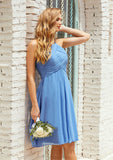 Empire A-line Halter Chiffon Short/Mini Bridesmaid Dresses With Pleated Mallory STAP0025615