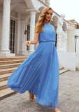 A-line Scoop Neck Sleeveless Chiffon Long/Floor-Length Bridesmaid Dresses Brooklyn STAP0025618