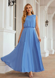 A-line Scoop Neck Sleeveless Chiffon Long/Floor-Length Bridesmaid Dresses Brooklyn STAP0025618