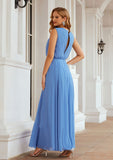 A-line Scoop Neck Sleeveless Chiffon Long/Floor-Length Bridesmaid Dresses Brooklyn STAP0025618