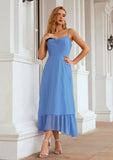 A-line Sweetheart Sleeveless Chiffon Tea-Length Bridesmaid Dresses With Pleated Krista STAP0025620