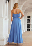 A-line Halter Sleeveless Chiffon Long/Floor-Length Bridesmaid Dresses With Pleated Aiyana STAP0025621