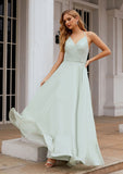 A-line Halter Sleeveless Chiffon Long/Floor-Length Bridesmaid Dresses With Pleated Ruffles Lauretta STAP0025623