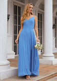 A-line Empire V Neck Long/Floor-Length Chiffon Bridesmaid Dresses With Pleated Amanda STAP0025624