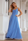 A-line Empire V Neck Long/Floor-Length Chiffon Bridesmaid Dresses With Pleated Amanda STAP0025624