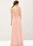 A-line Sweetheart Sleeveless Chiffon Long/Floor-Length Bridesmaid Dresses With Pleated Lace Viv STAP0025629