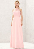 A-line Halter Sleeveless Chiffon Long/Floor-Length Bridesmaid Dresses Janelle STAP0025635