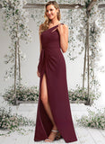 Raven A-line One Shoulder Floor-Length Chiffon Bridesmaid Dress STAP0025756