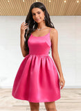 Leilani Ball-Gown/Princess Scoop Short Satin Homecoming Dress STAP0025714