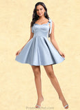 Jean A-line Sweetheart Short Satin Homecoming Dress With Bow STAP0025678