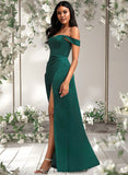 Jennifer A-line Off the Shoulder Floor-Length Satin Bridesmaid Dress STAP0025743