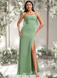 Adriana A-line Square Floor-Length Chiffon Bridesmaid Dress With Bow STAP0025740