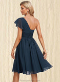 Alejandra A-line One Shoulder Knee-Length Chiffon Homecoming Dress With Ruffle STAP0025722