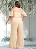 Hailie Jumpsuit/Pantsuit Off the Shoulder Square Floor-Length Chiffon Bridesmaid Dress STAP0025791