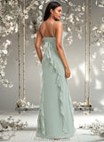 Gracie A-line Square Floor-Length Chiffon Bridesmaid Dress With Ruffle STAP0025735