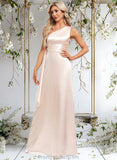 Taryn A-line One Shoulder Floor-Length Stretch Satin Bridesmaid Dress With Ruffle STAP0025818