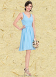 Kayden A-line V-Neck Knee-Length Chiffon Homecoming Dress With Ruffle STAP0025703