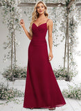 Luciana Trumpet/Mermaid V-Neck Floor-Length Chiffon Bridesmaid Dress STAP0025825