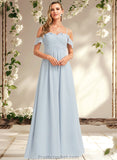 Anne A-line Cold Shoulder Floor-Length Chiffon Bridesmaid Dress With Ruffle STAP0025723