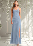 Sarah A-line V-Neck Floor-Length Chiffon Bridesmaid Dress STAP0025726