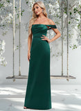 Diana Sheath/Column Off the Shoulder Floor-Length Satin Bridesmaid Dress STAP0025815