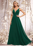 Molly A-line V-Neck Floor-Length Chiffon Bridesmaid Dress STAP0025813