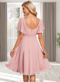 Jode A-line V-Neck Knee-Length Chiffon Homecoming Dress STAP0025702