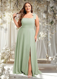 Alexandra A-line Square Floor-Length Chiffon Prom Dresses With Bow STAP0025876